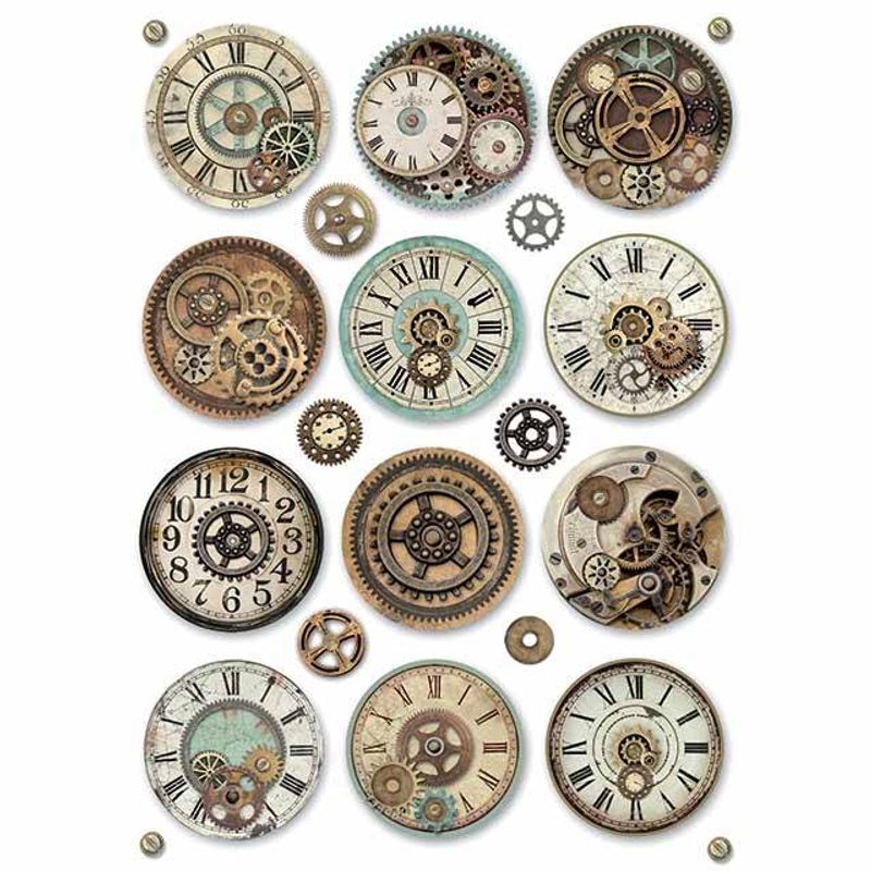 Stamperia Rice Paper A4 Voyages Fantastiques Gears
