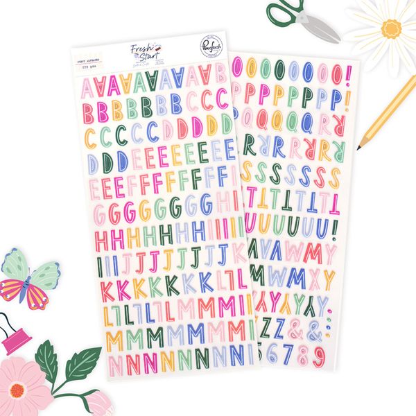 Fresh Start Puffy Alpha Stickers by Kaitlin Sheaffer