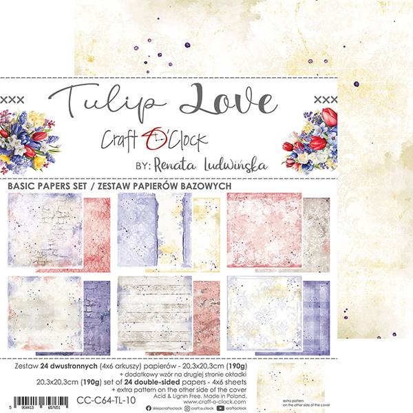 TULIP LOVE - SET OF BASIC PAPERS 20,3X20,3CM