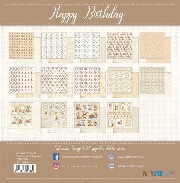 Happy Birthday 8x8 Inch Scrap Paper Pack (28pcs)