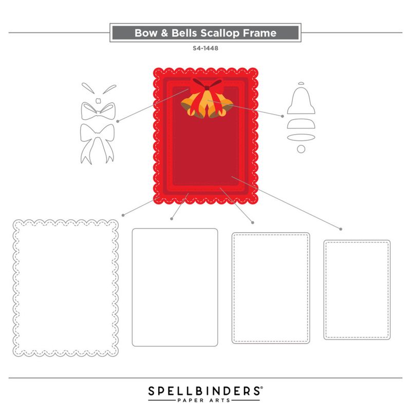 All About Christmas Etched Dies Bow & Bell Scallop Frame
