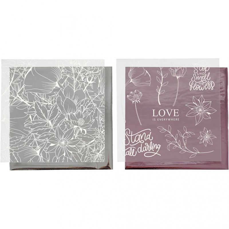 Limfolie og design limark, blomster rosa
