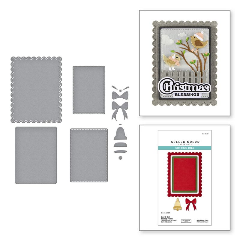 All About Christmas Etched Dies Bow & Bell Scallop Frame