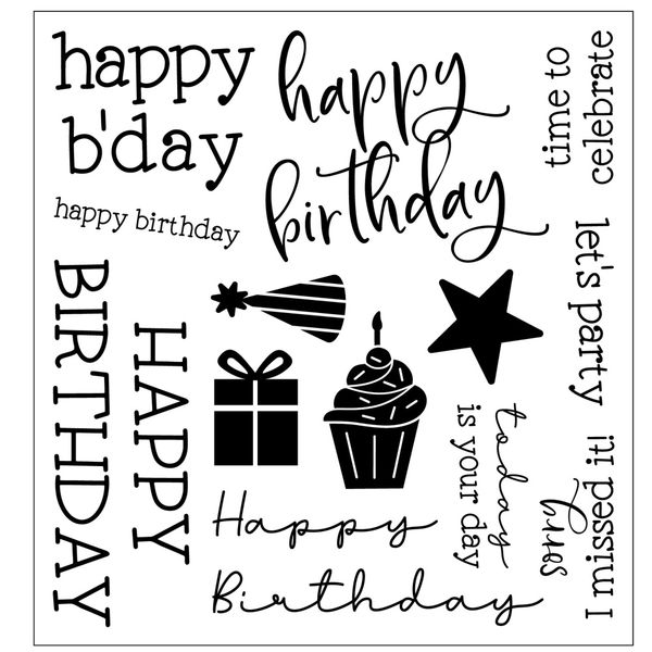 Clear Stamps Print & Pattern Birthday Sentiments (13pcs) 