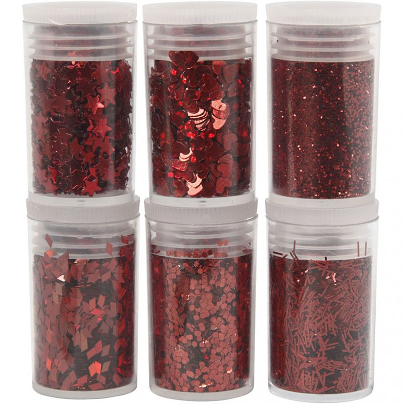 Metallic glitter, rød