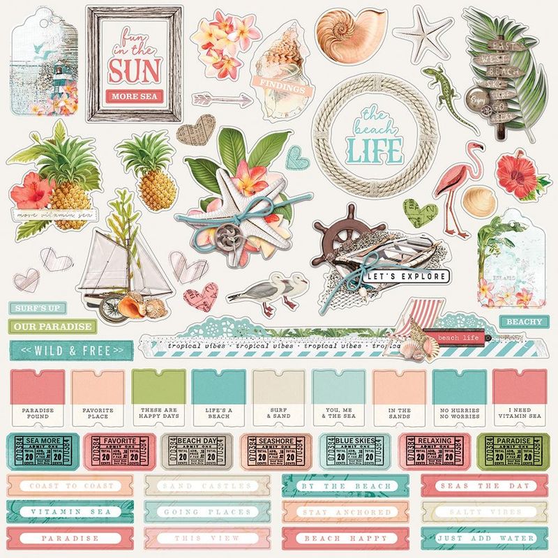 Simple Vintage Coastal Cardstock Stickers 12