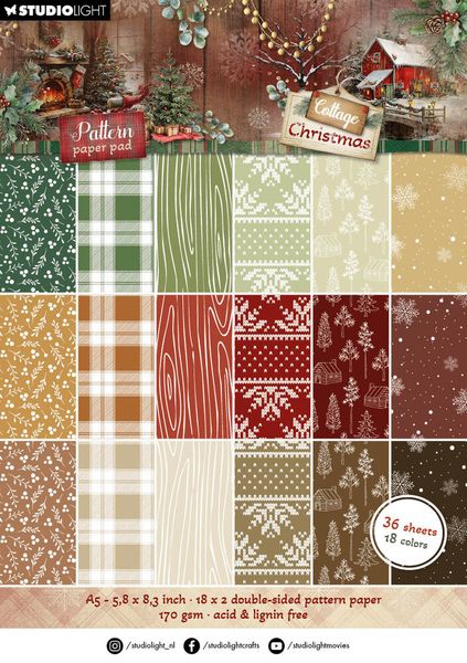 Cottage Christmas A5 Pattern Paper Pad 