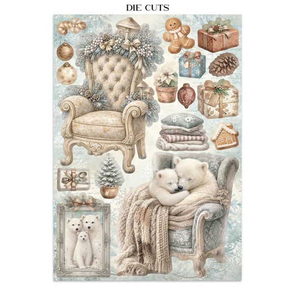 White Christmas Junk Journal Stickers, Backgrounds, Cut-Outs by Cristina Radovan