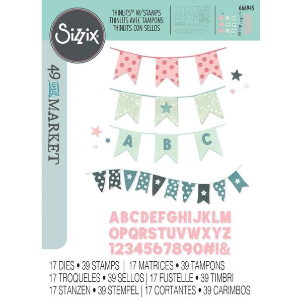 Banner Bash - Sizzix Thinlits Die & A5 Stamp Set By 49 & Market 