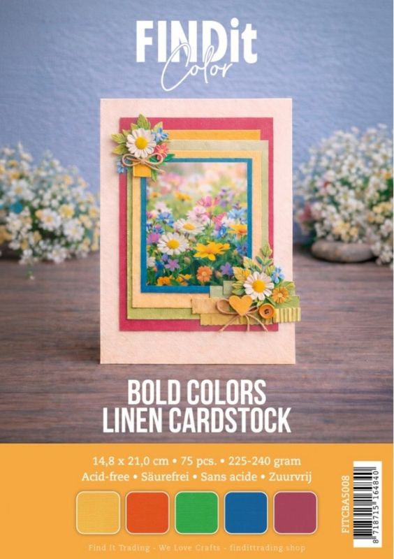 Linen Cardstock A5 Bold Colors (75pcs)