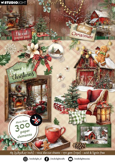 Hovedbilde Cottage Christmas A5 Die-Cut ...