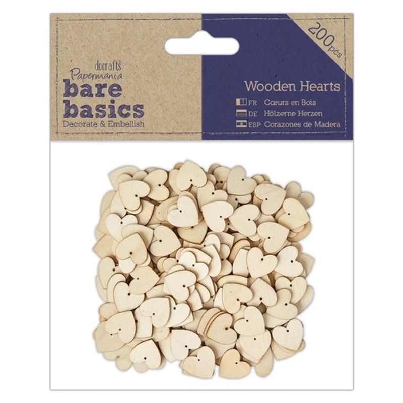 Papermania Bare Basics Wooden Hearts (200pcs) 
