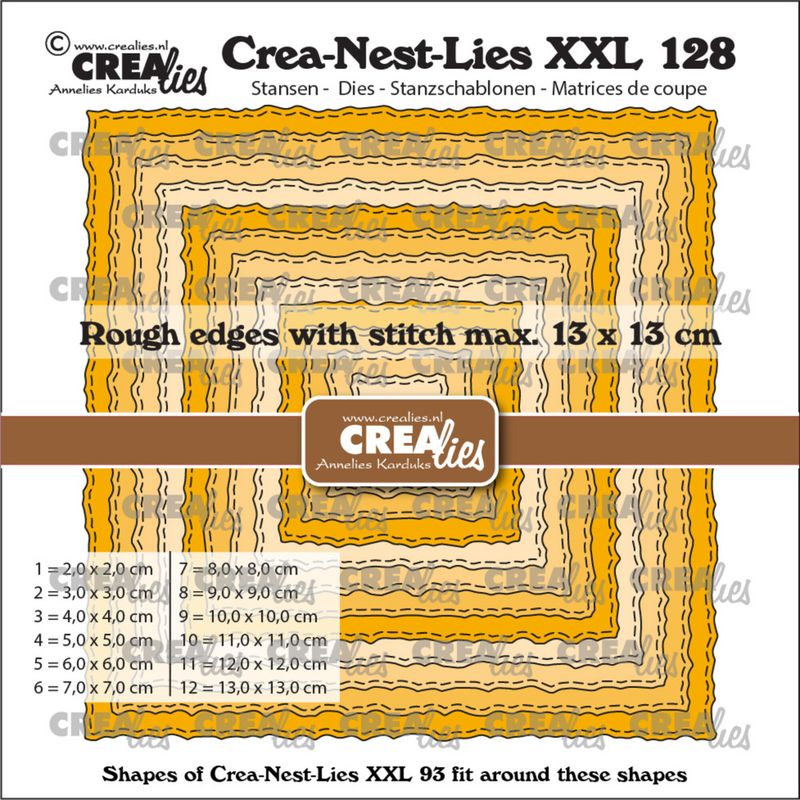 Crea-Nest-Lies XXL Dies No. 128 Squares with Rough Edges and Stitchlines 