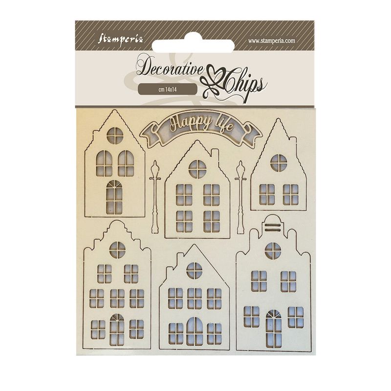 Christmas Mixed Media Decorative Chips Cozy Houses 