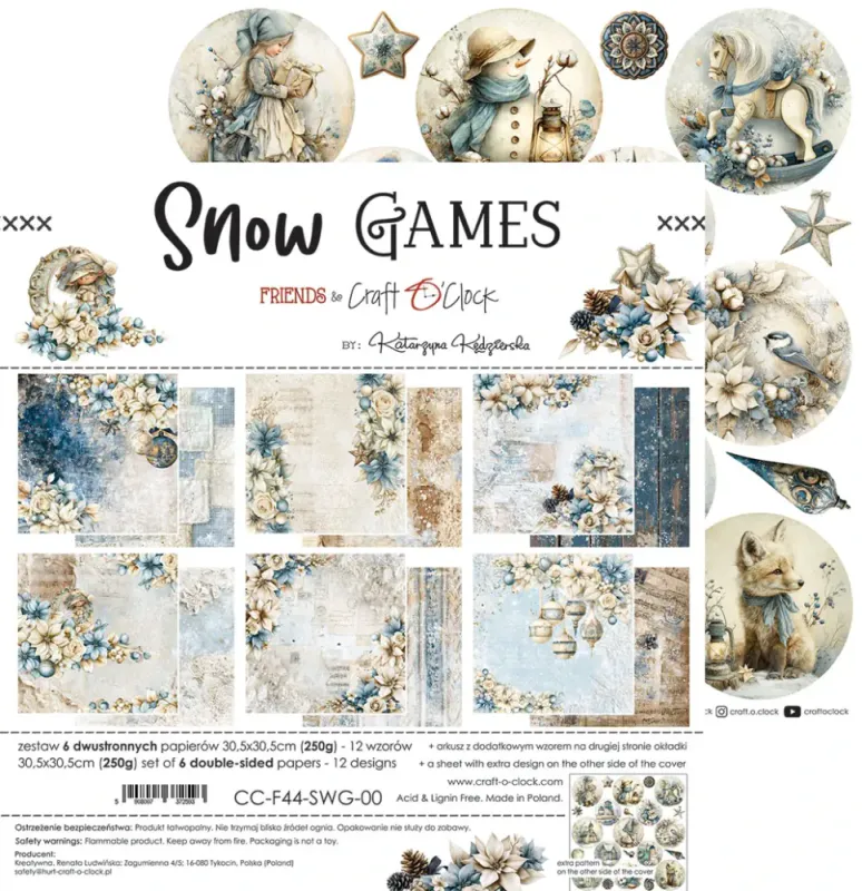 Craft O'Clock - Snow Games - Paper Pack - 12 x 12