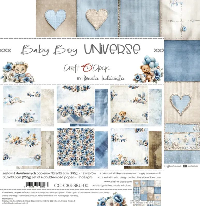 BABY BOY UNIVERSE - A SET OF PAPERS 30,5 cm x 30,5 cm