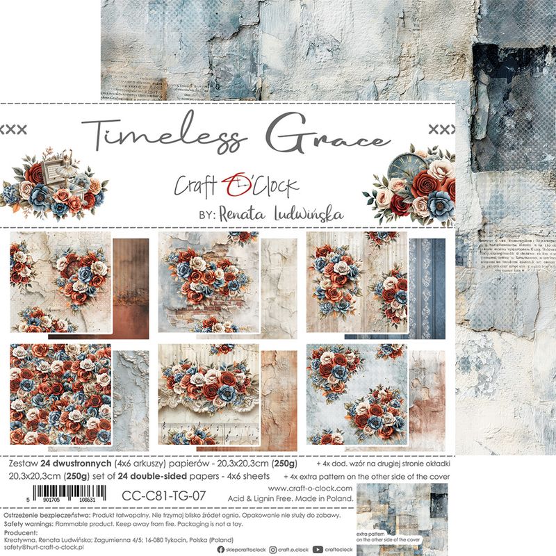 TIM E L E S S G R A C E -   a s e t o f  p a p e r s 2 0,3 x2 0,3 c m -  MIX