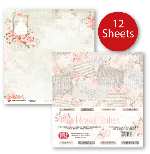 Rose Tales 12x12 Inch Paper Set 250gsm (12sheets)