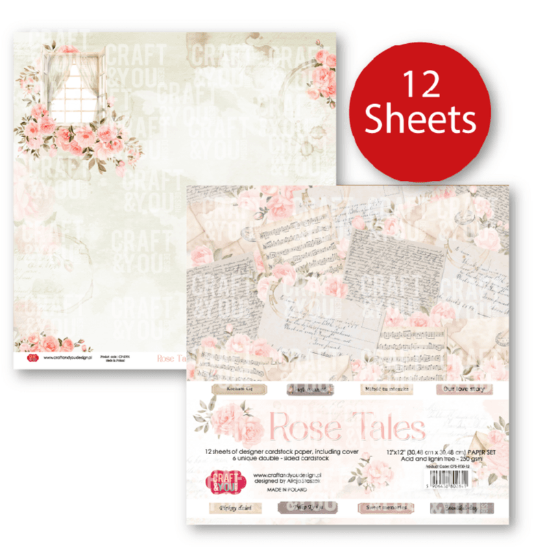 Rose Tales 12x12 Inch Paper Set 250gsm (12sheets)