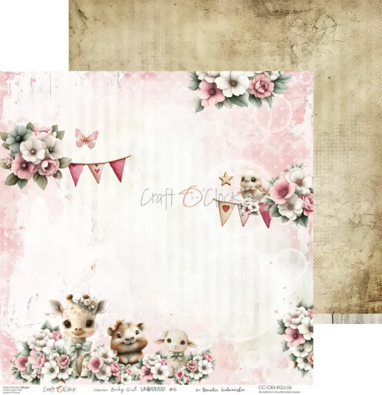 BABY GIRL UNIVERSE - A SET OF PAPERS 30.5 cm x 30.5 cm