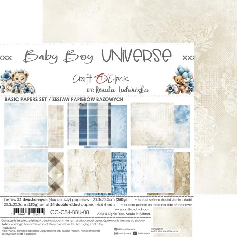 BABY BOY UNIVERSE - A SET OF PAPERS 20,3 cm x 20,3 cm - MIX