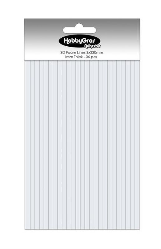 HobbyGros - 3D Foam - Lines - 3mm x 22cm - h: 1 mm