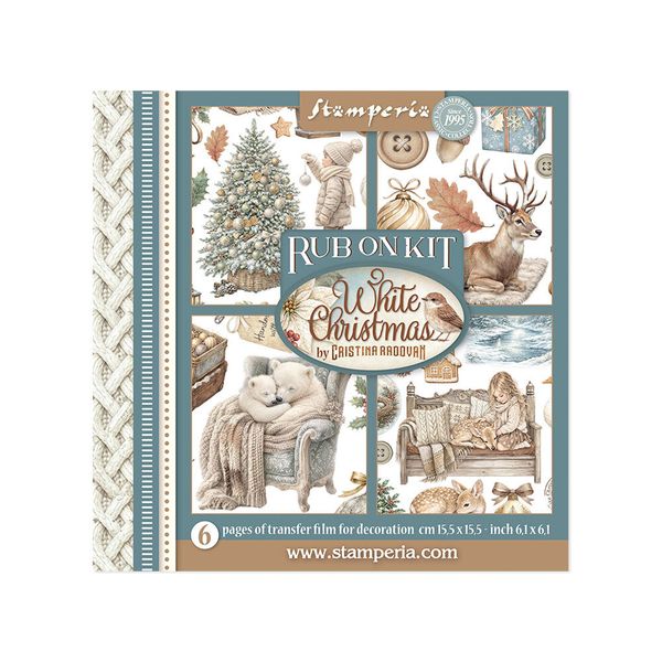 White Christmas Rub-On 15,5x15x5cm Assortment (6pcs) by Cristina Radovan